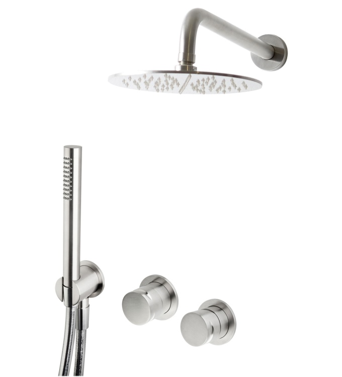 GIOTTO | Set with wall mounted mixer and diverter, water connection for hand shower, hand shower with flexible and shower head| 7400_045_0500_G6F_F400_35200 - Image 3