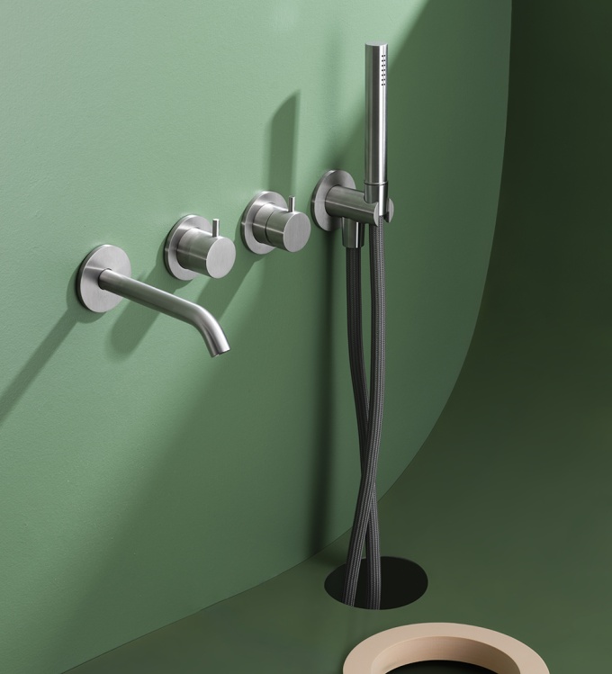 IVI | Set with wall mounted spout,  mixer and diverter, water connection for hand shower, hand shower with flexible | 8016_8900_0825_0700_G50S - Image 3